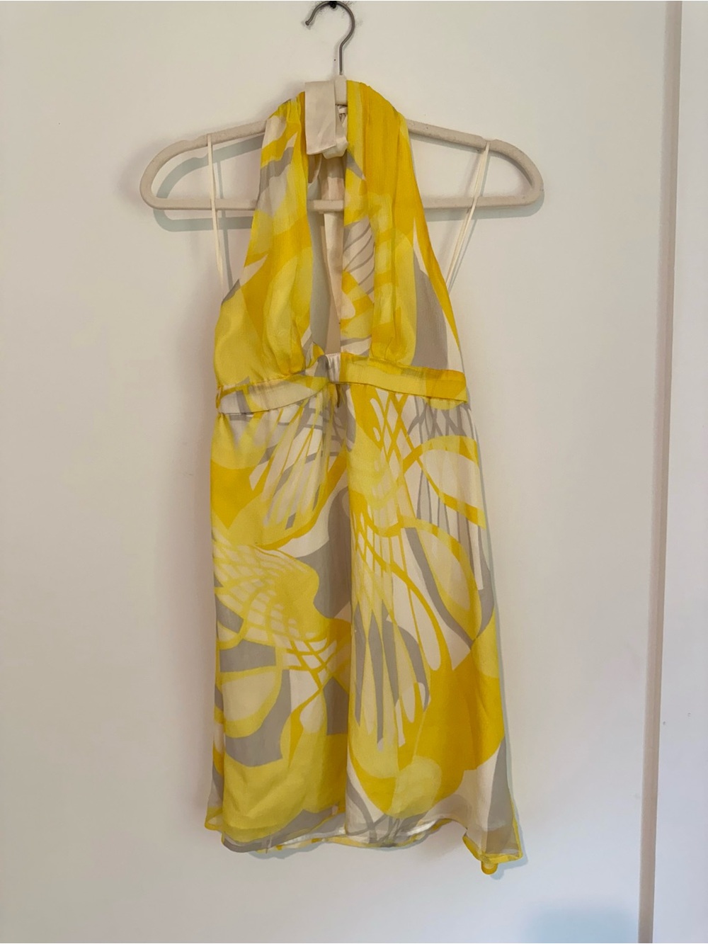 Express Yellow Halter Dress 100% Silk XS
